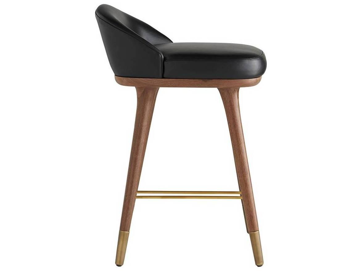 Arteriors Home Walsh Black Walnut Leather Counter Stool