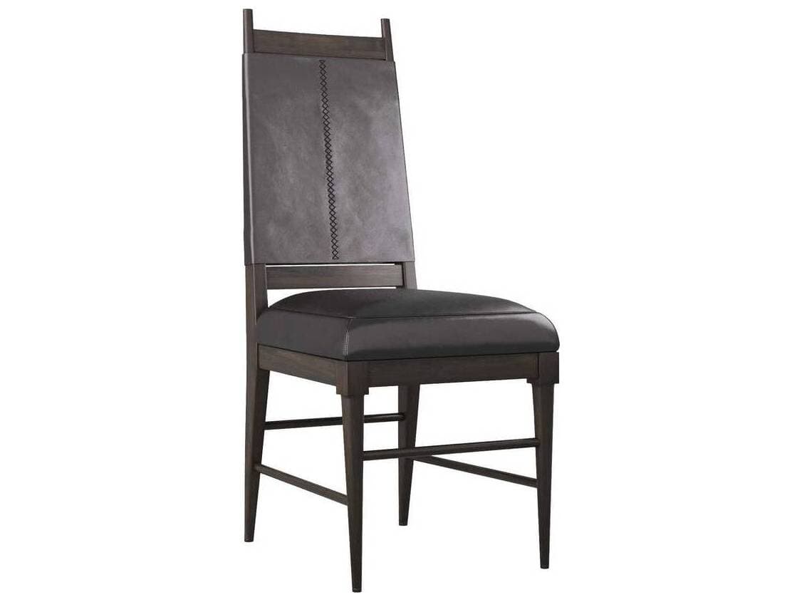 Arteriors Home Keegan Beech Wood Ebony Leather Armless Dining Chair