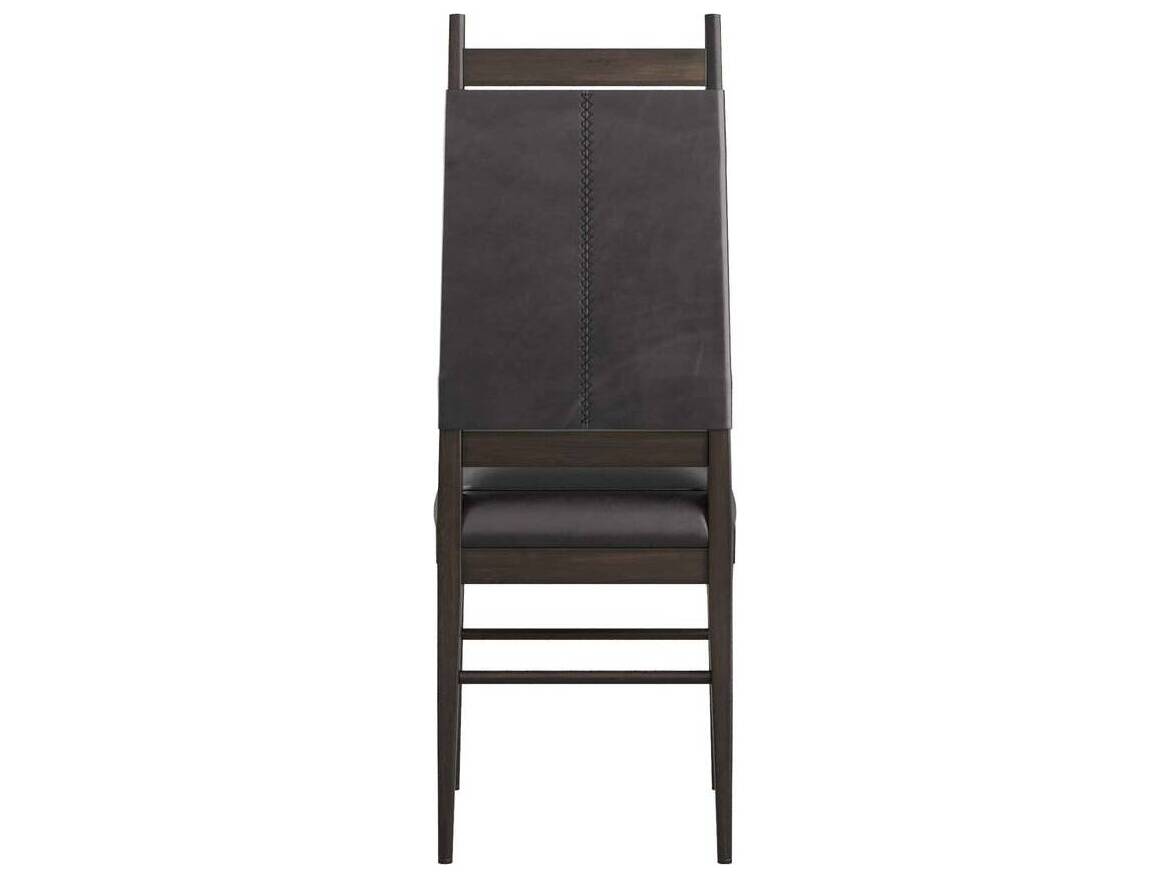 Arteriors Home Keegan Beech Wood Ebony Leather Armless Dining Chair