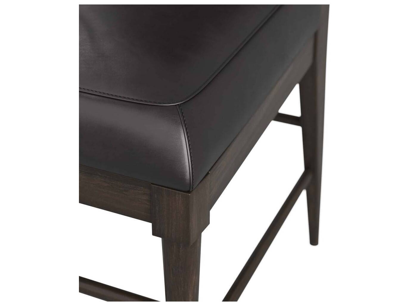 Arteriors Home Keegan Beech Wood Ebony Leather Armless Dining Chair