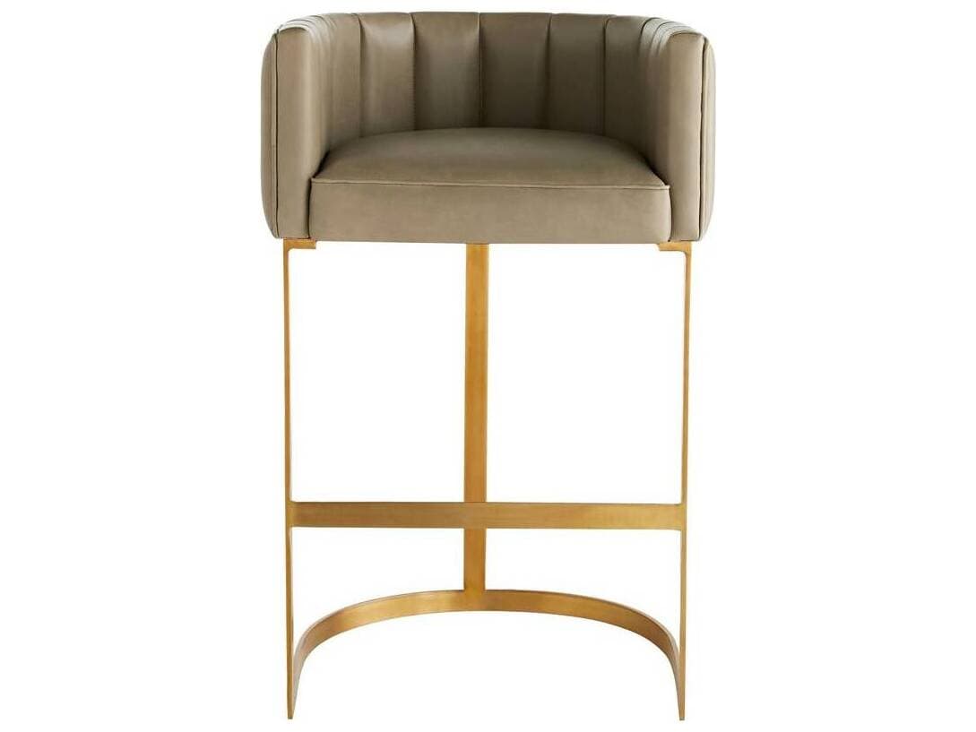 Arteriors Home Tatum Morel Antique Brass Leather Bar Stool