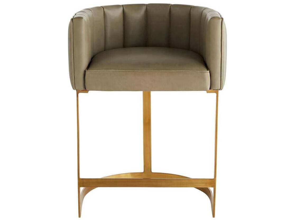 Arteriors Home Tatum Morel Antique Brass Leather Counter Stool