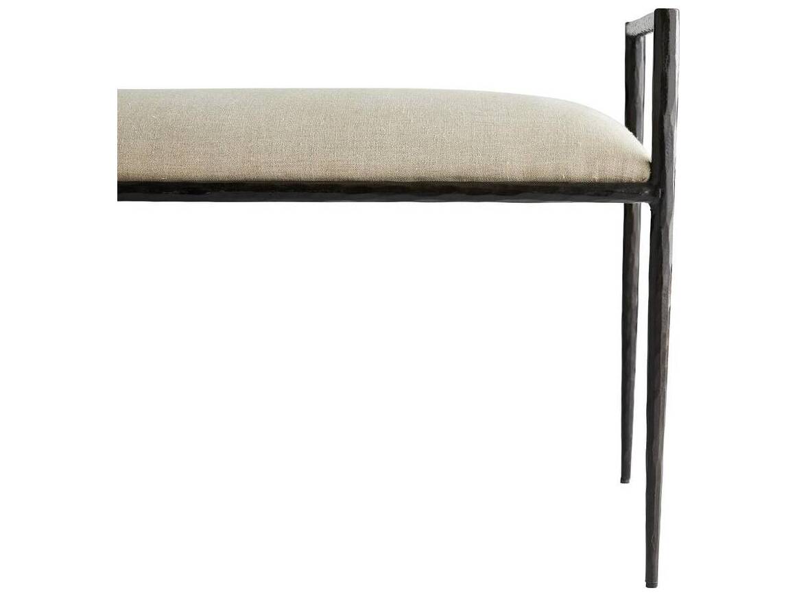 Arteriors Home Barbana Natural Linen White Upholstered Accent Bench