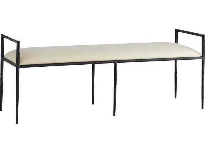 Arteriors Home Barbana Muslin White Upholstered Accent Bench