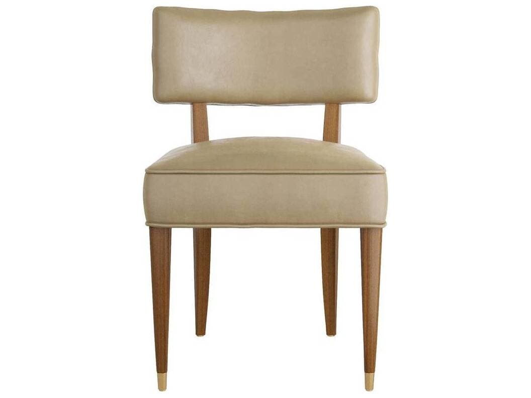 Arteriors Home Laurent Beech Wood Beige Leather Armless Dining Chair