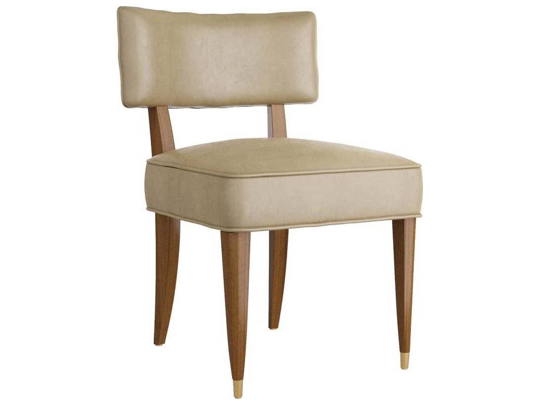Arteriors Home Laurent Beech Wood Beige Leather Armless Dining Chair