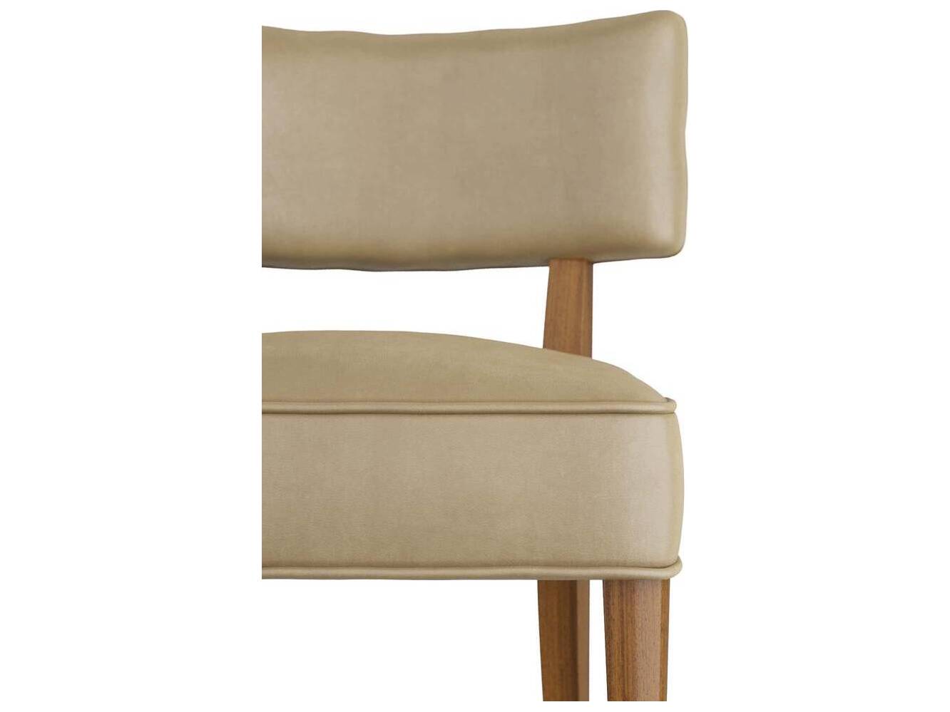 Arteriors Home Laurent Beech Wood Beige Leather Armless Dining Chair