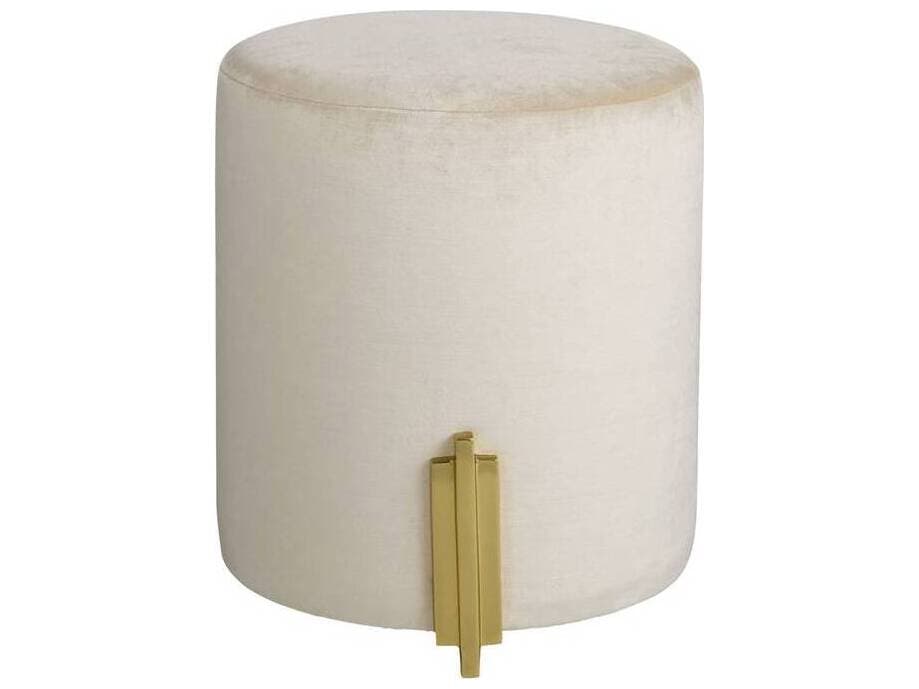 Arteriors Home Warby Sterling Polished Brass Beige Upholstered Ottoman