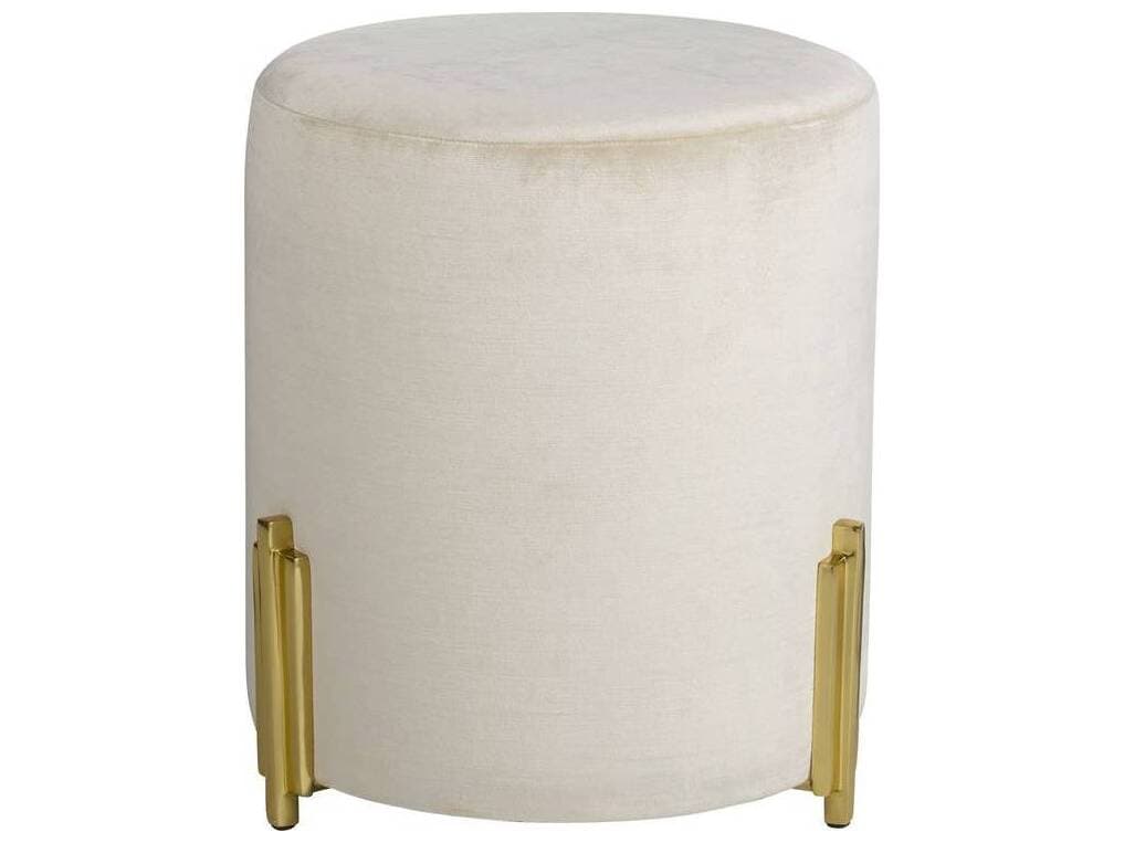 Arteriors Home Warby Sterling Polished Brass Beige Upholstered Ottoman