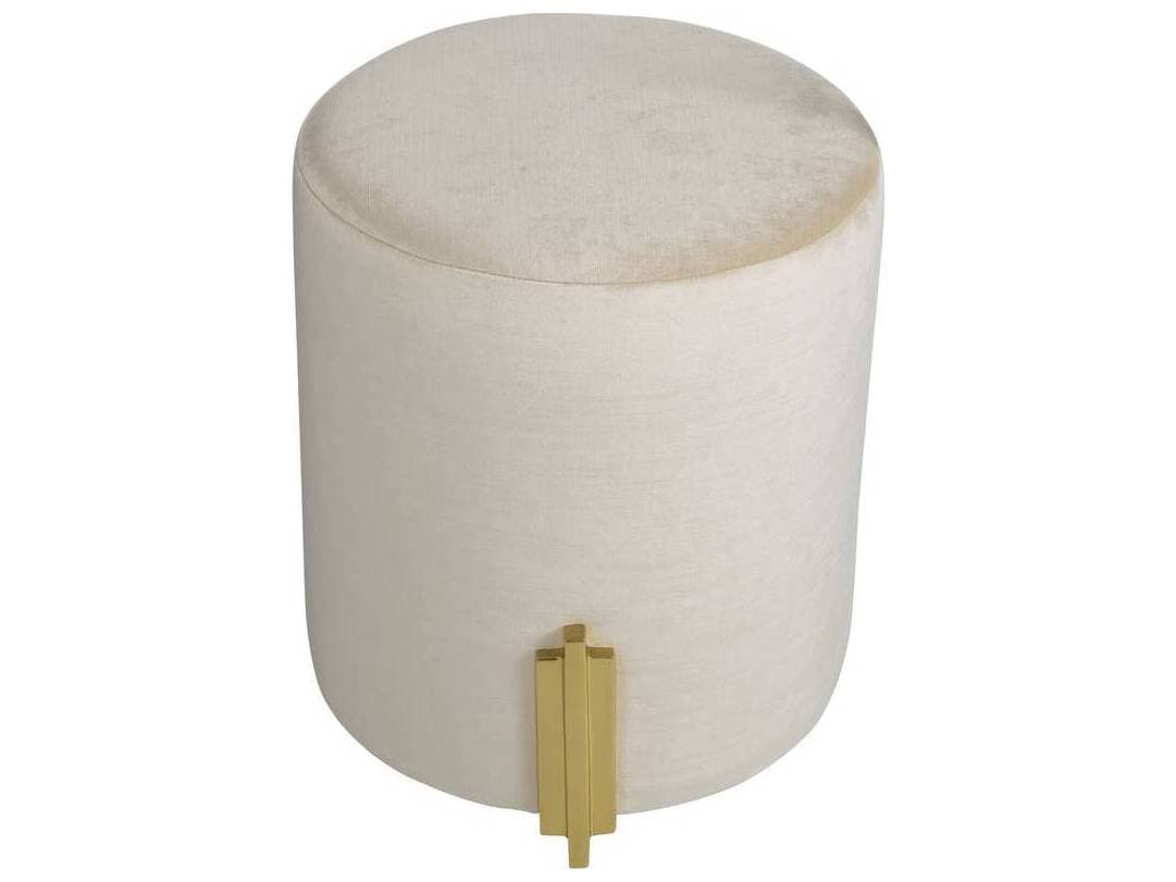Arteriors Home Warby Sterling Polished Brass Beige Upholstered Ottoman