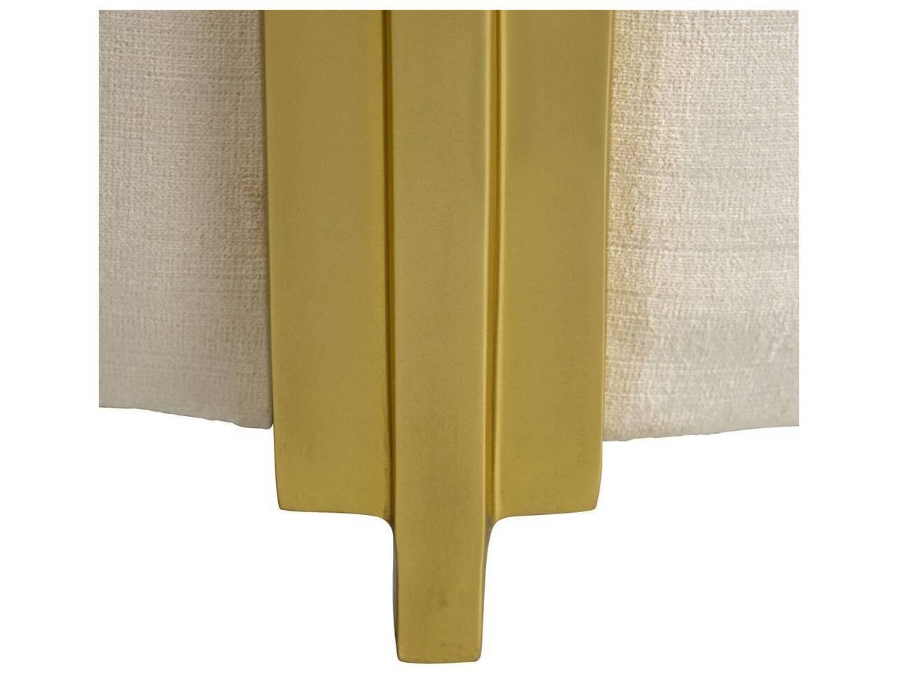 Arteriors Home Warby Sterling Polished Brass Beige Upholstered Ottoman