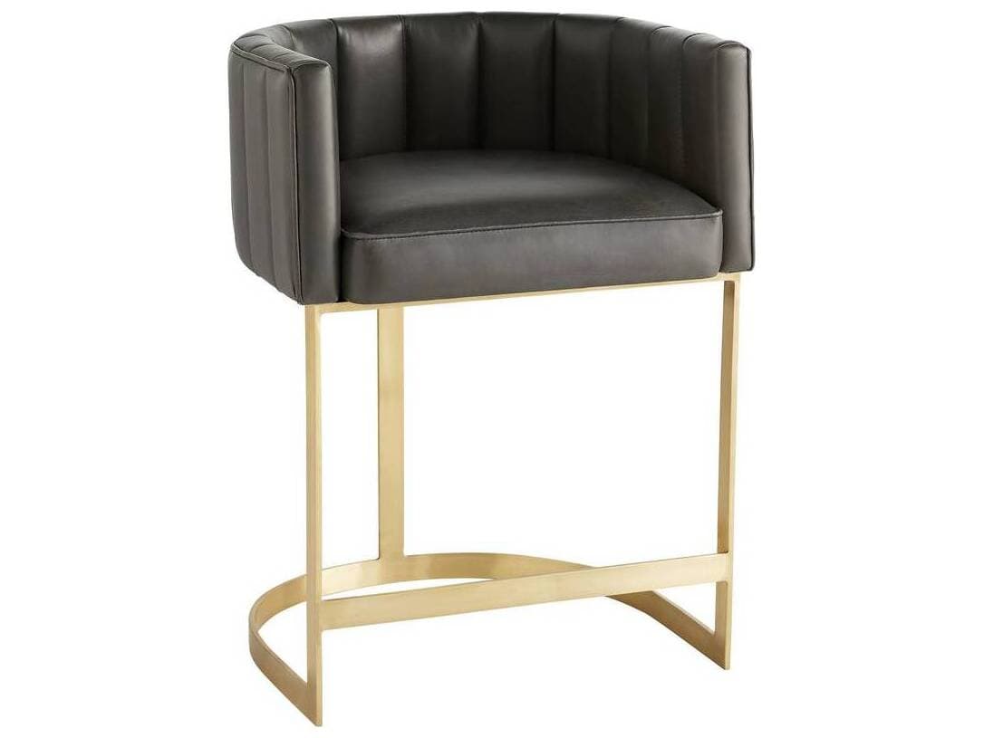Arteriors Home Tatum Dim Gray Antique Brass Leather Counter Stool