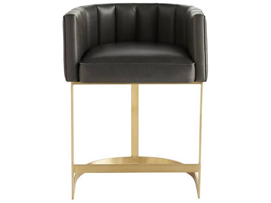 Arteriors Home Tatum Dim Gray Antique Brass Leather Counter Stool