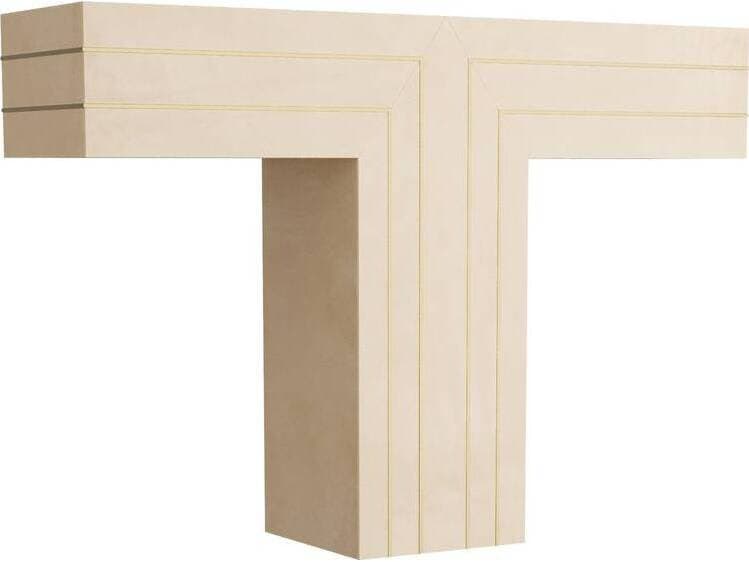 Arteriors Home Romeo Rectangular Leather Taupe Antique Brass Console Table