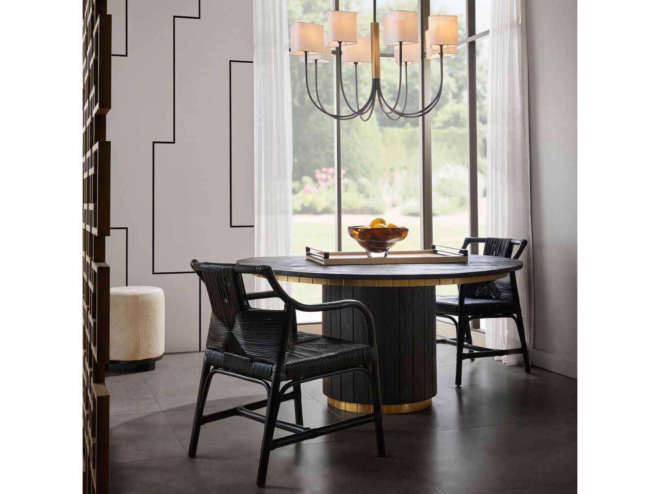 Arteriors Home Reid Round Wood Ebony Dining Table