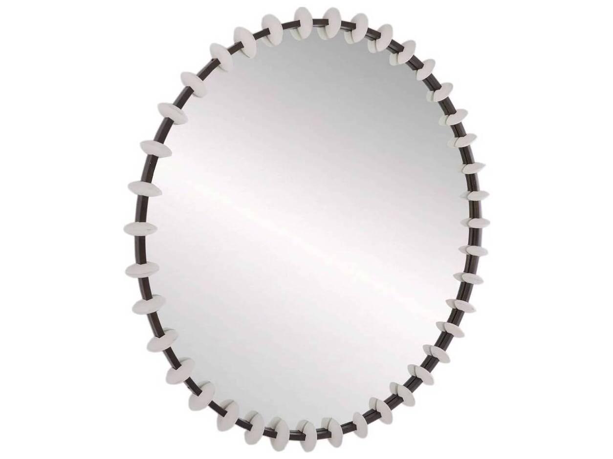 Arteriors Home Pira White Gesso Round Wall Mirror