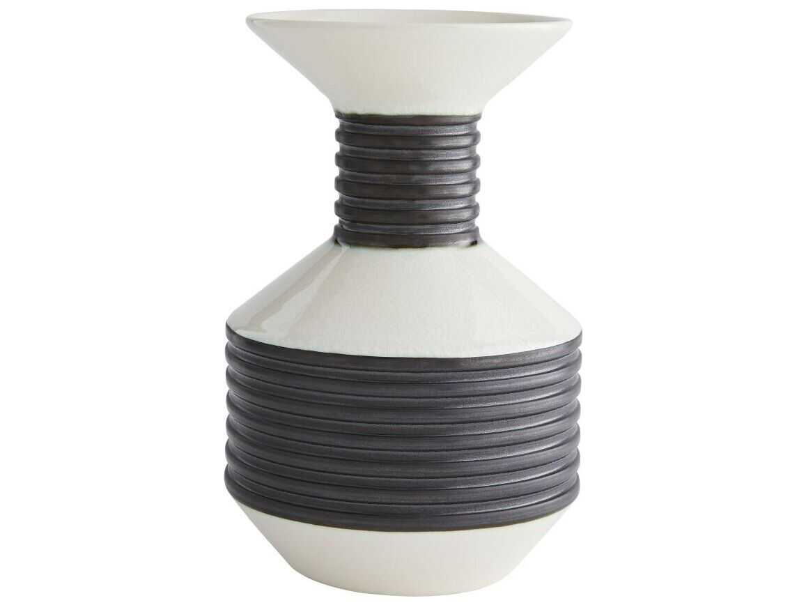 Arteriors Home Alfredo Gunmetal Ivory Crackle Vase Set of 2