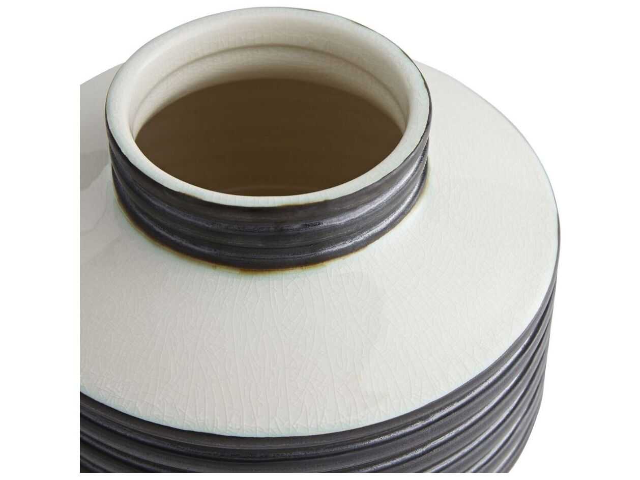 Arteriors Home Alfredo Gunmetal Ivory Crackle Vase Set of 2