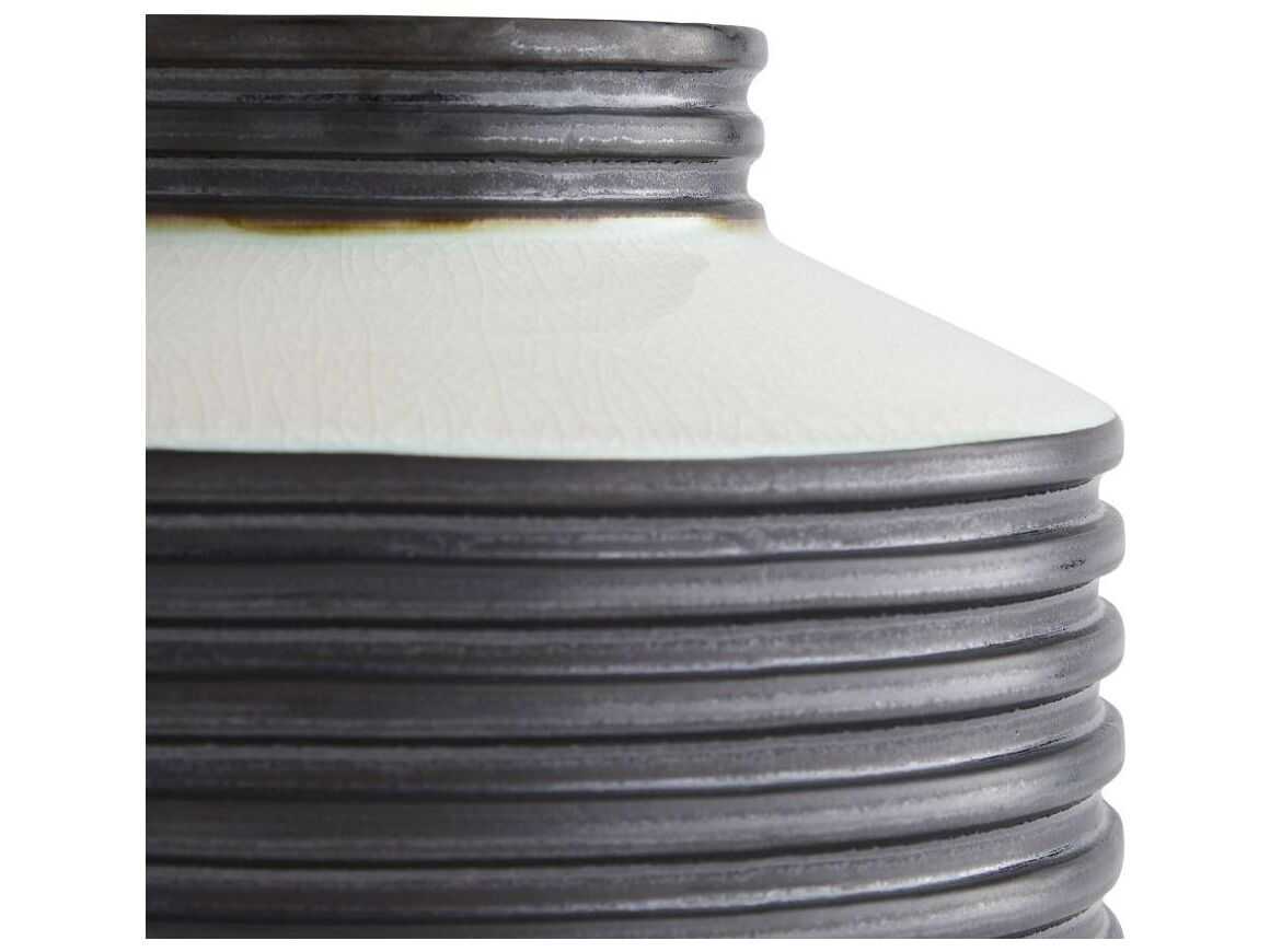 Arteriors Home Alfredo Gunmetal Ivory Crackle Vase Set of 2