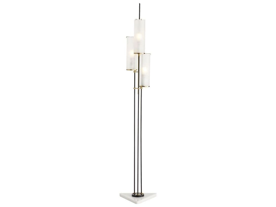 Arteriors Home Stefan White Marble Black Iron Floor Lamp