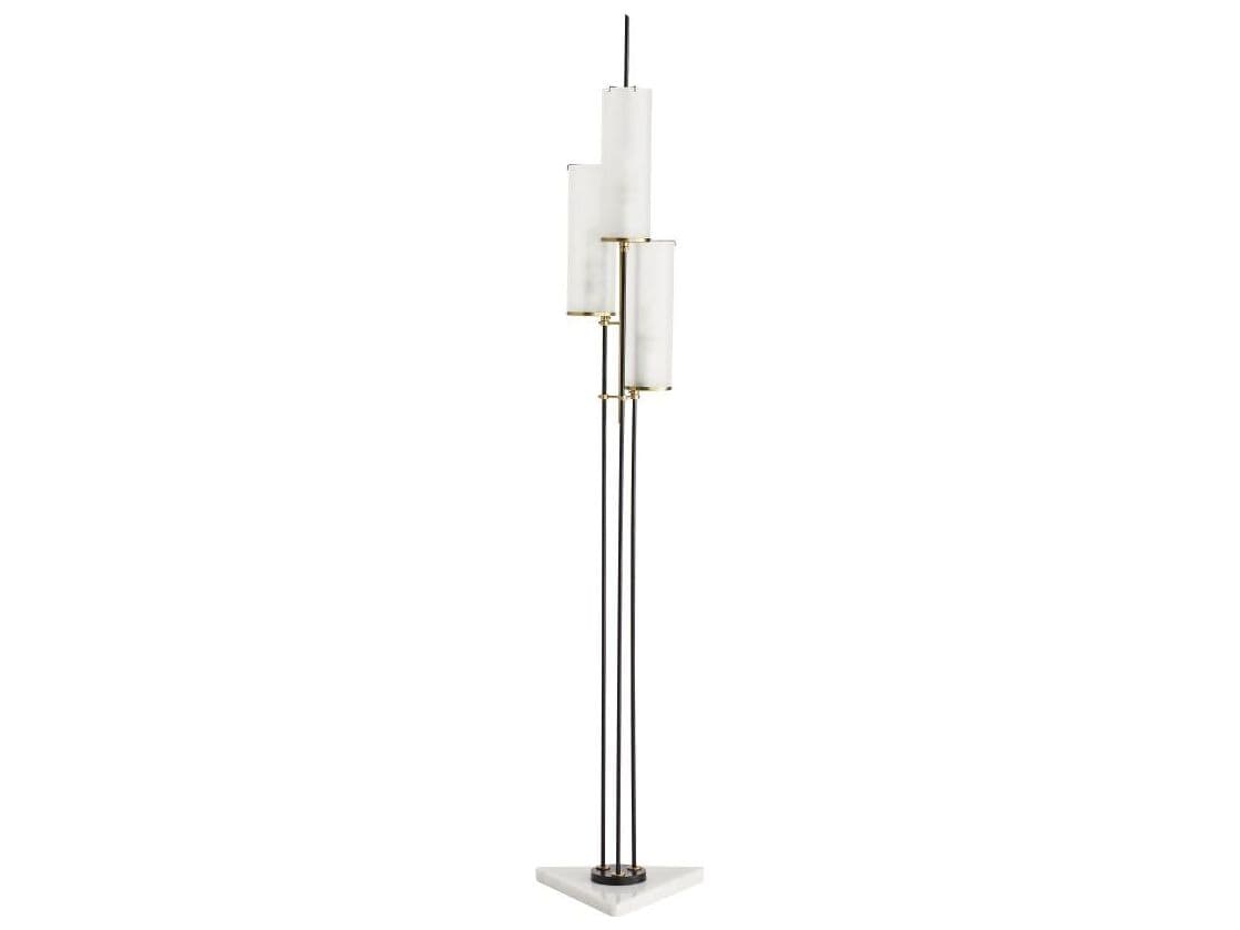 Arteriors Home Stefan White Marble Black Iron Floor Lamp