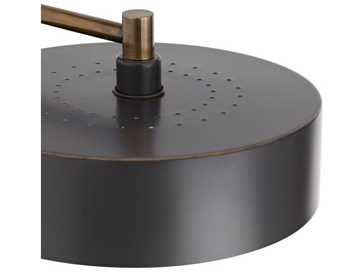 Arteriors Home Aaron Heritage Brass Graphite Leather Black Floor Lamp