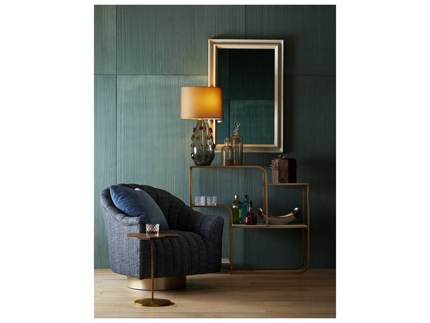 Arteriors Home Springsteen Swivel Blue Accent Chair