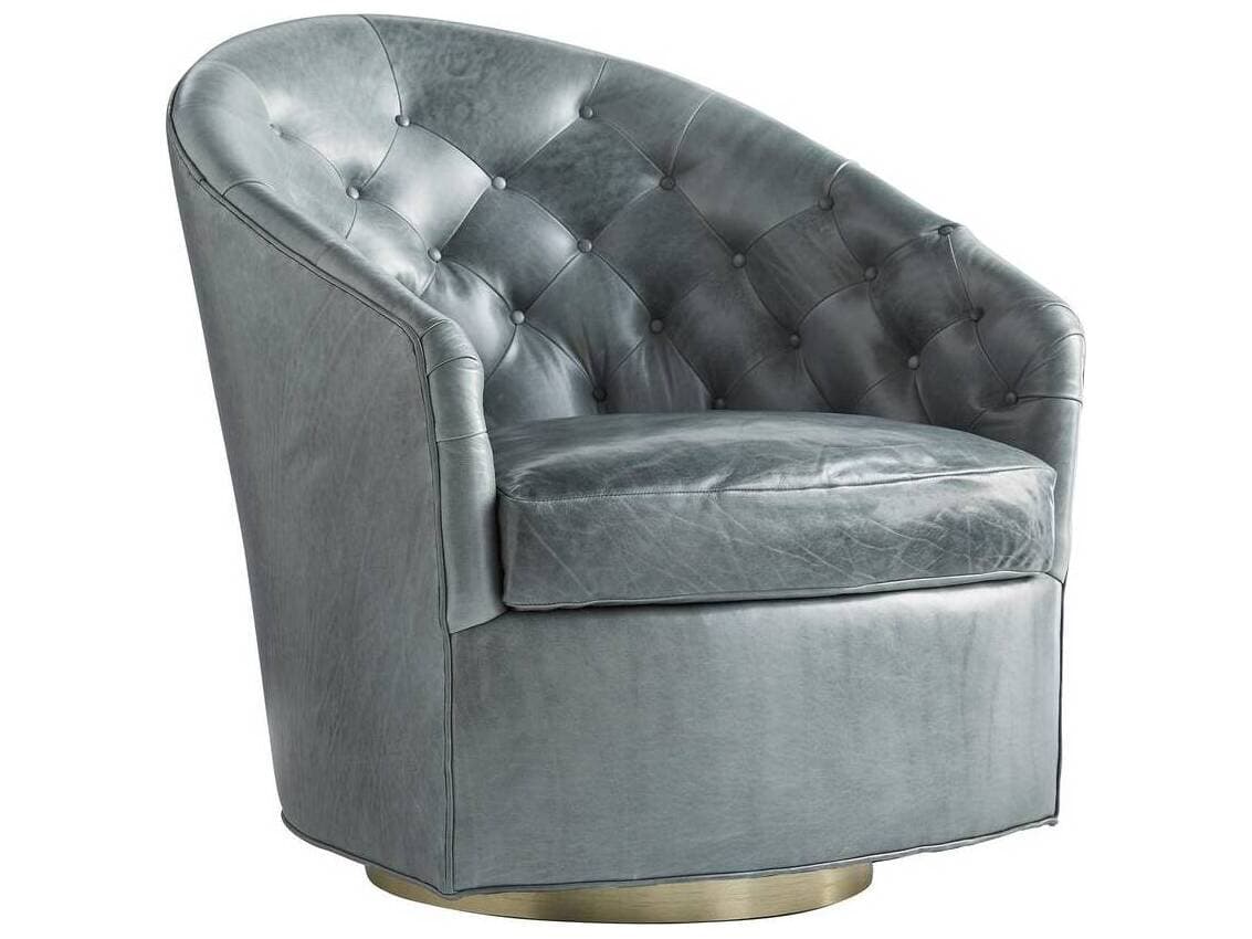 Arteriors Home Swivel Blue Leather Accent Chair