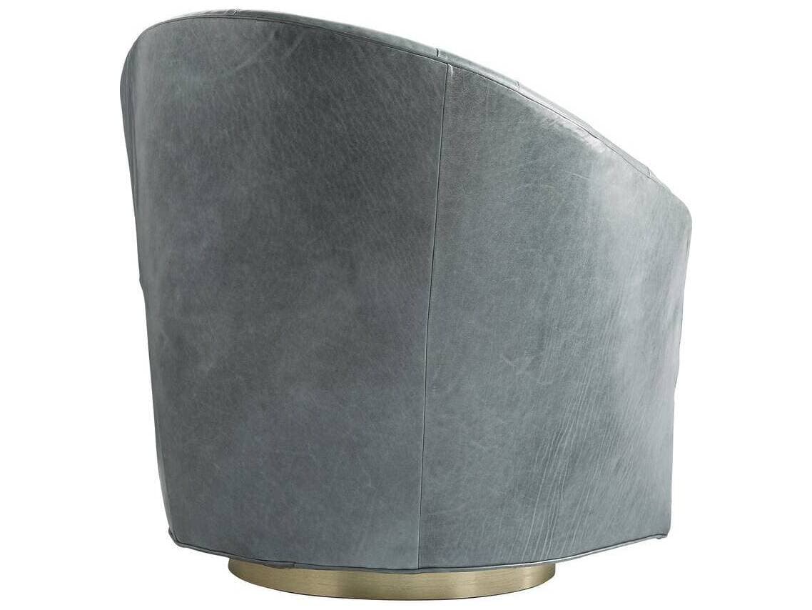 Arteriors Home Swivel Blue Leather Accent Chair