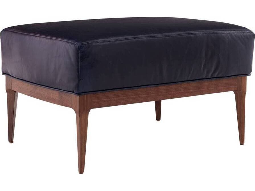 Arteriors Home Indigo Blue Leather Ottoman