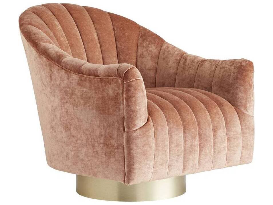 Arteriors Home Springsteen Swivel Pink Velvet Accent Chair