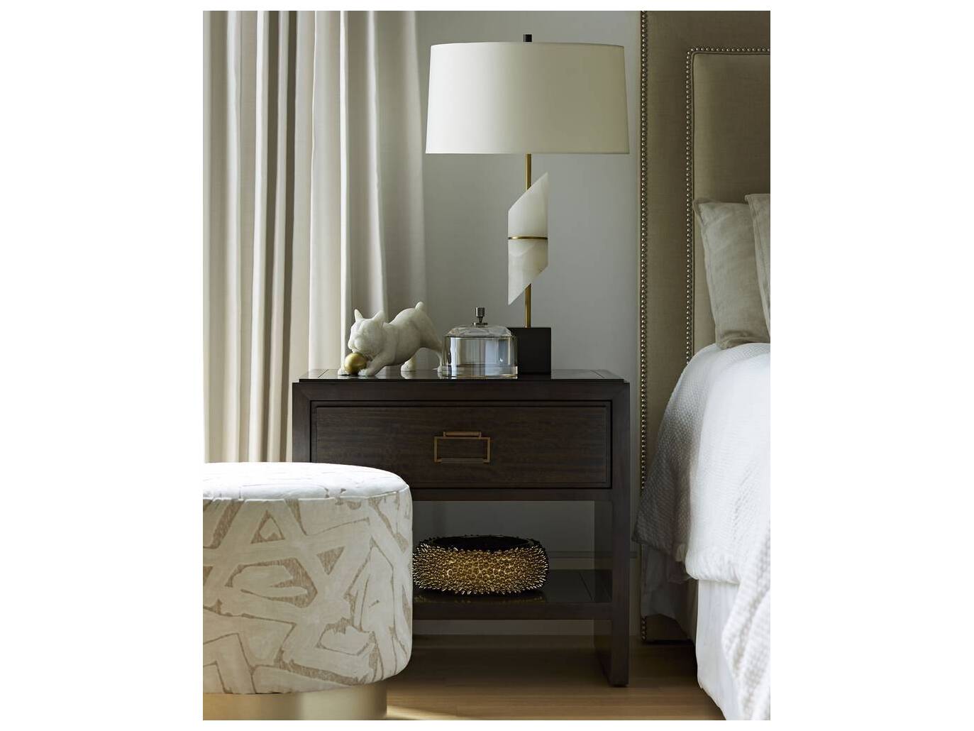 Arteriors Home Avalon Swiss Coffee White Upholstered Ottoman