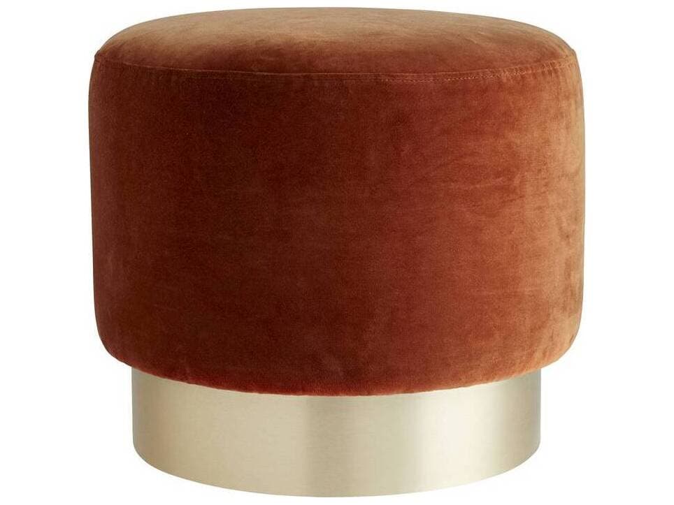 Arteriors Home Avalon Persimmon Velvet Red Upholstered Ottoman