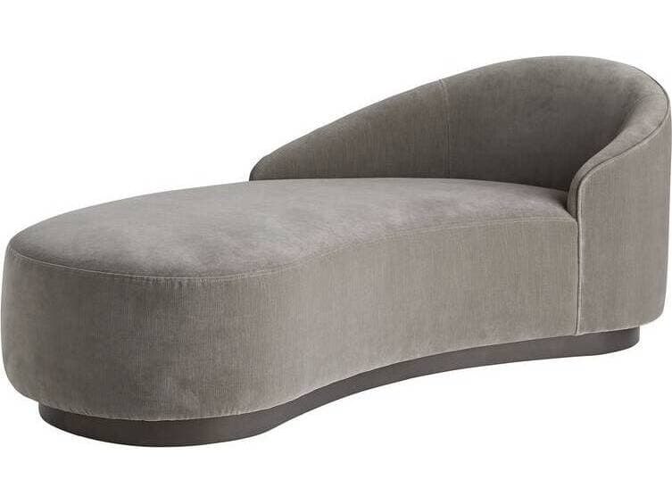 Arteriors Home Turner Sharkskin Velvet Gray Upholstered Chaise