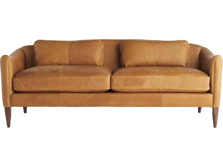 Arteriors Home Vincent Butterscotch Brown Leather Sofa
