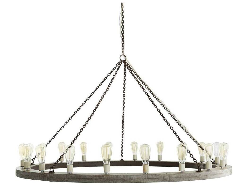 Arteriors Home Geoffrey 20-Light Gray Stained Wood Rust Chandelier