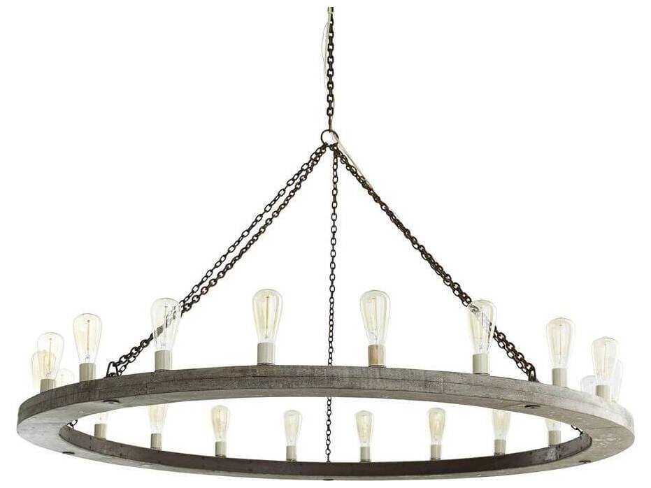Arteriors Home Geoffrey 20-Light Gray Stained Wood Rust Chandelier