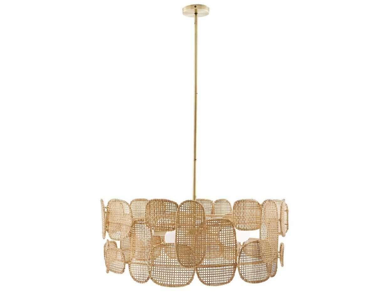 Arteriors Home Ronaldo 6-Light Natural Rattan Wood Drum Pendant