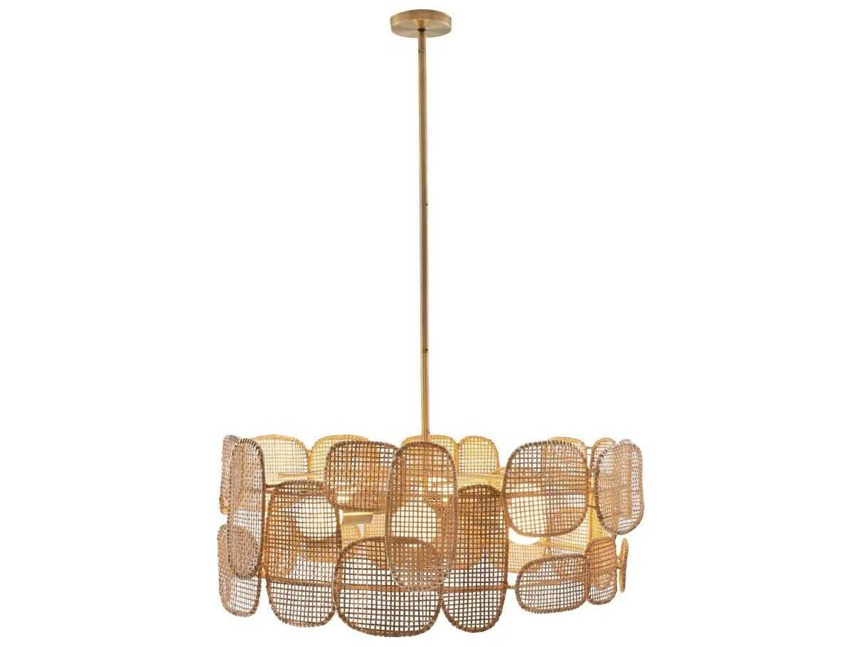 Arteriors Home Ronaldo 6-Light Natural Rattan Wood Drum Pendant
