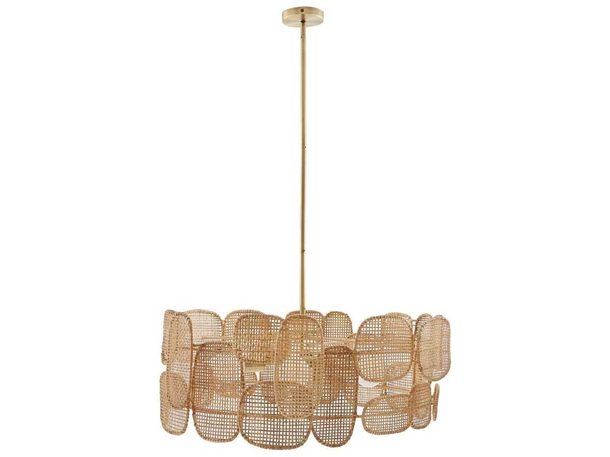Arteriors Home Ronaldo 6-Light Natural Rattan Wood Drum Pendant