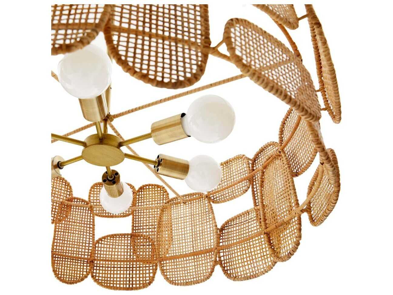Arteriors Home Ronaldo 6-Light Natural Rattan Wood Drum Pendant