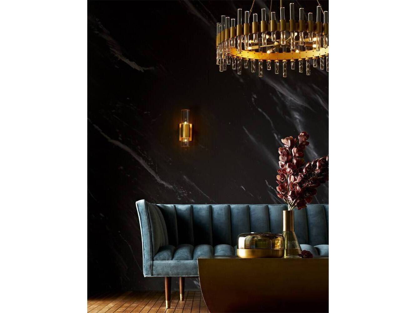 Arteriors Home Haskell 8-Light Antique Brass Drum Linear Chandelier