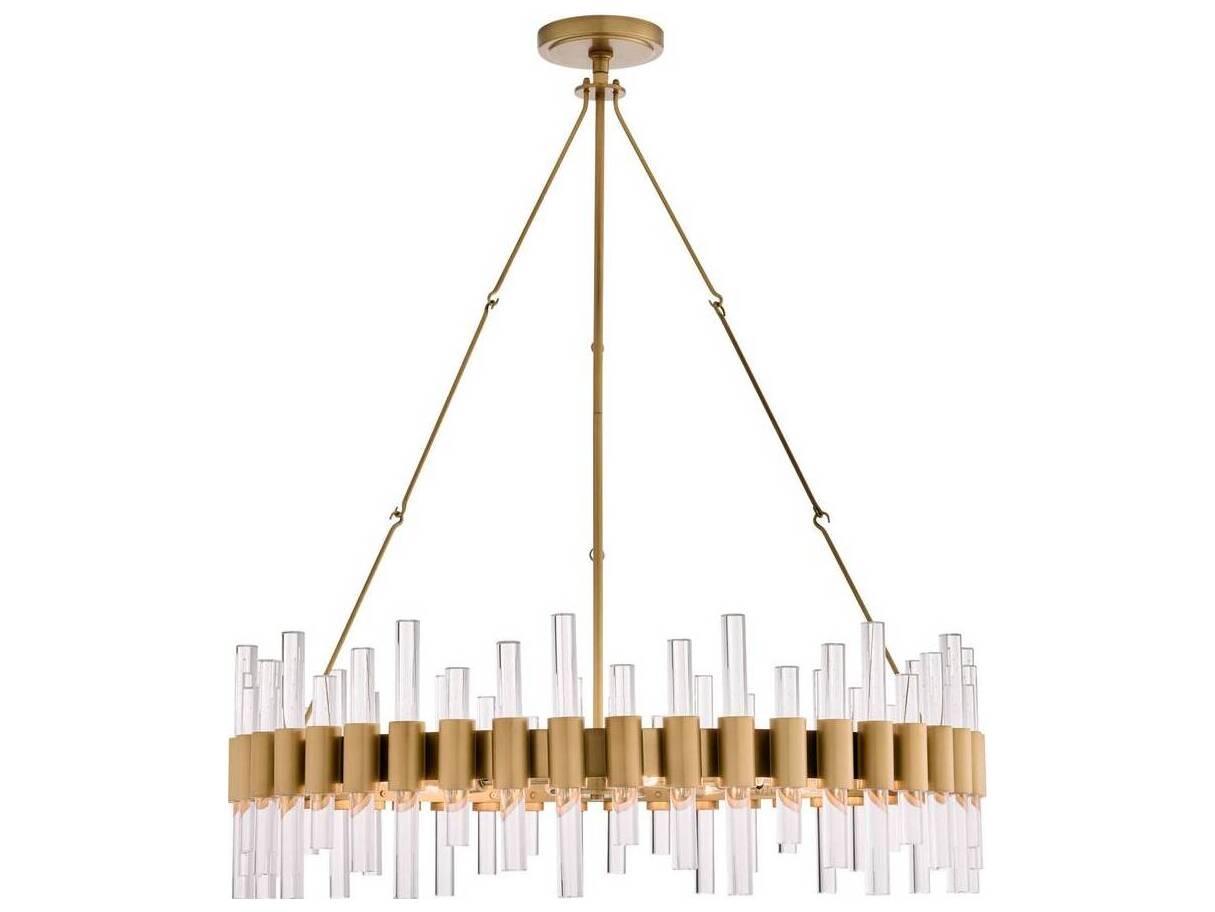 Arteriors Home Haskell 8-Light Antique Brass Drum Linear Chandelier