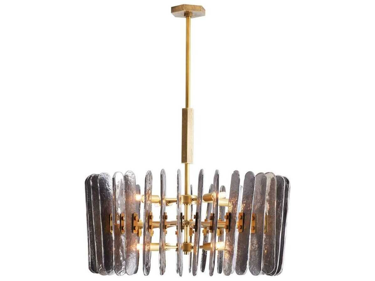 Arteriors Home Klaus 8-Light Antique Brass Gray Drum Pendant