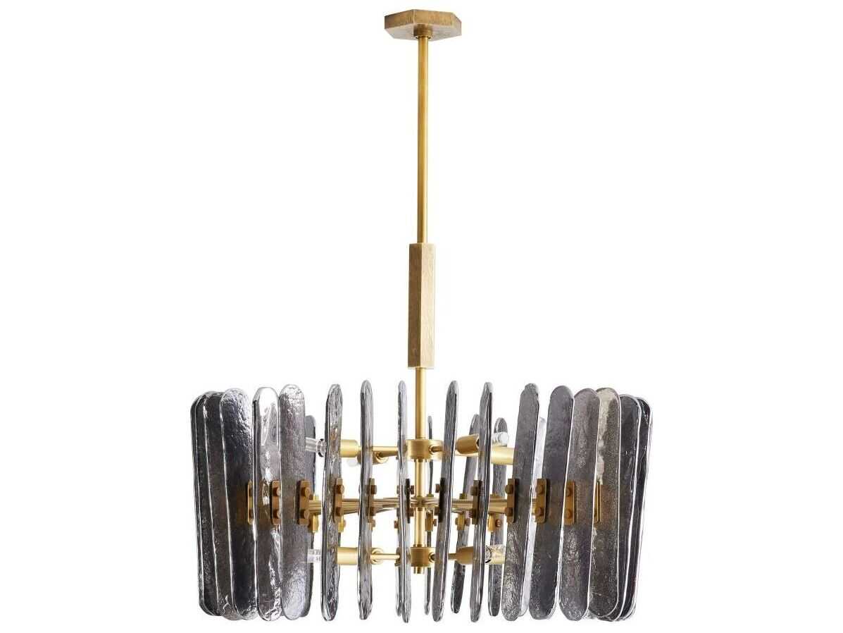 Arteriors Home Klaus 8-Light Antique Brass Gray Drum Pendant