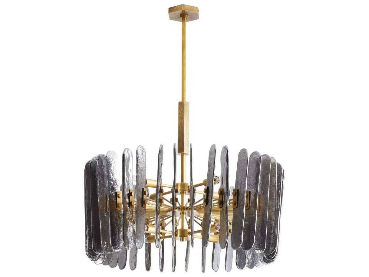 Arteriors Home Klaus 8-Light Antique Brass Gray Drum Pendant