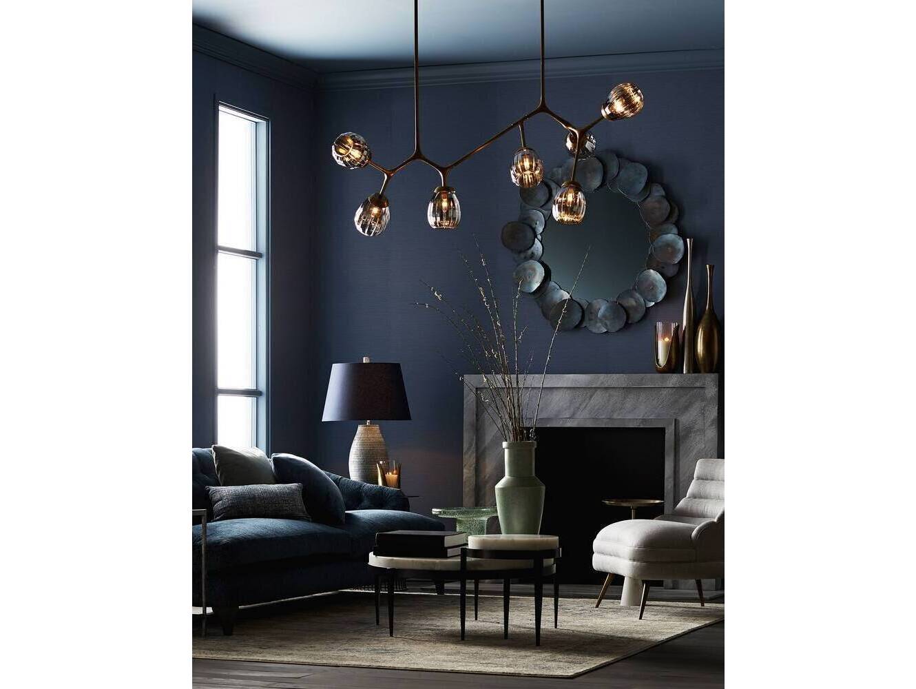 Arteriors Home Smyth 7-Light Antique Brass Glass Globe Linear Island Pendant