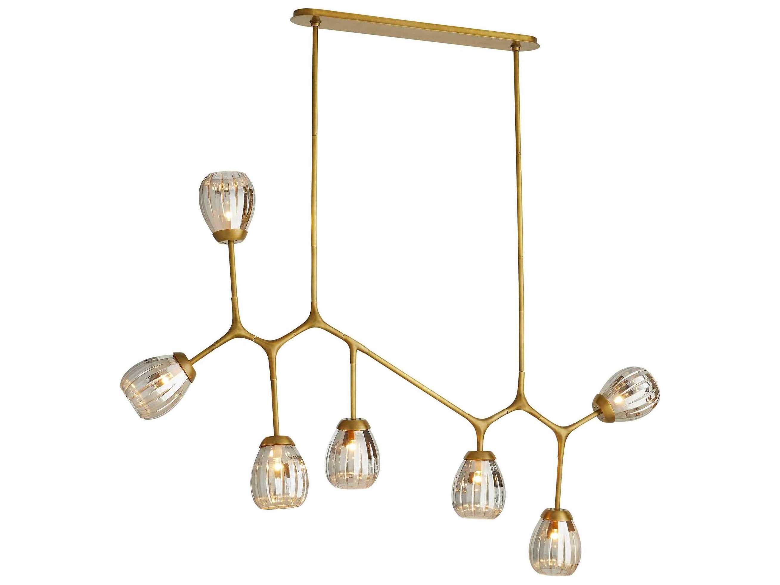 Arteriors Home Smyth 7-Light Antique Brass Glass Globe Linear Island Pendant