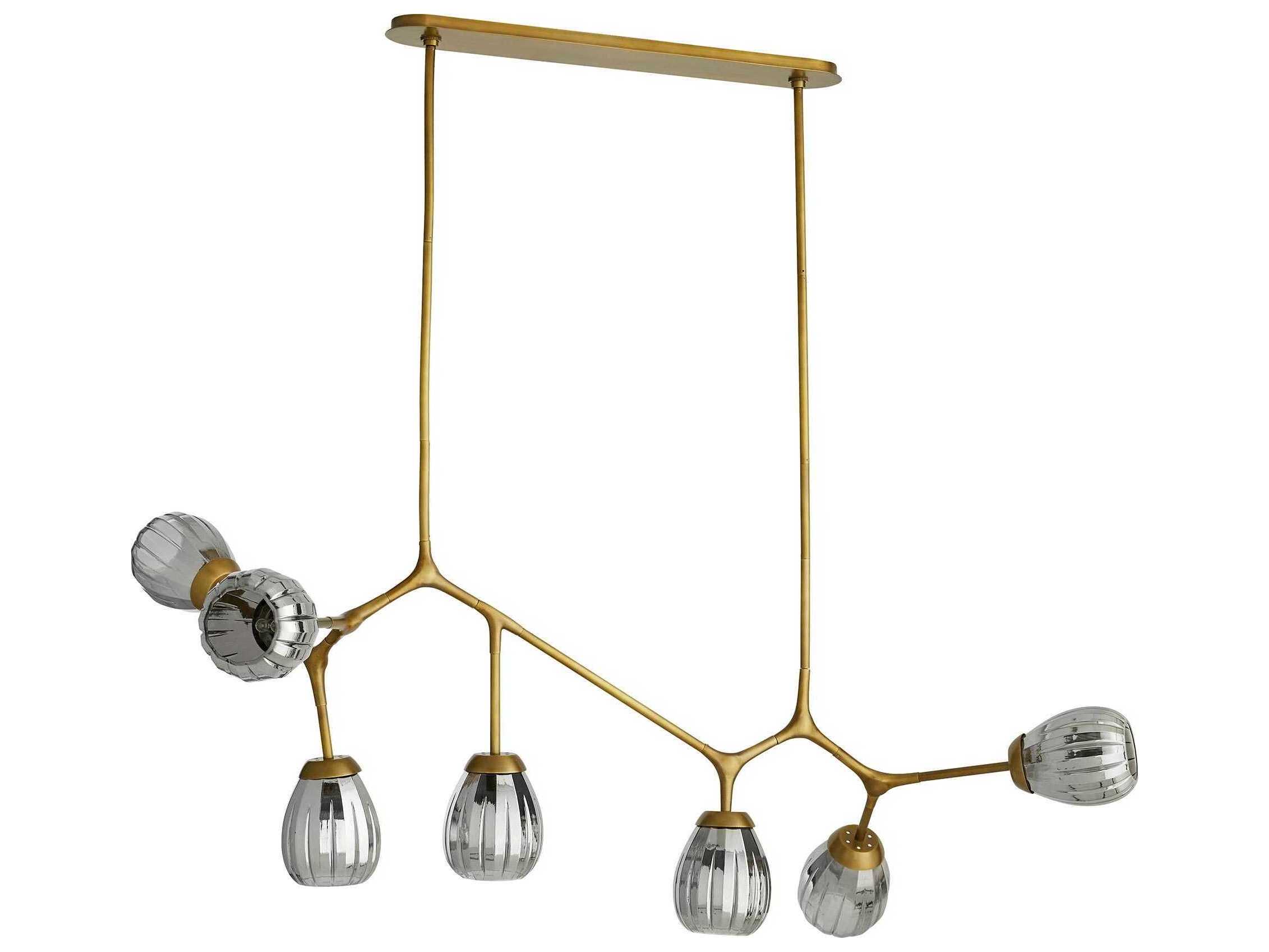 Arteriors Home Smyth 7-Light Antique Brass Glass Globe Linear Island Pendant