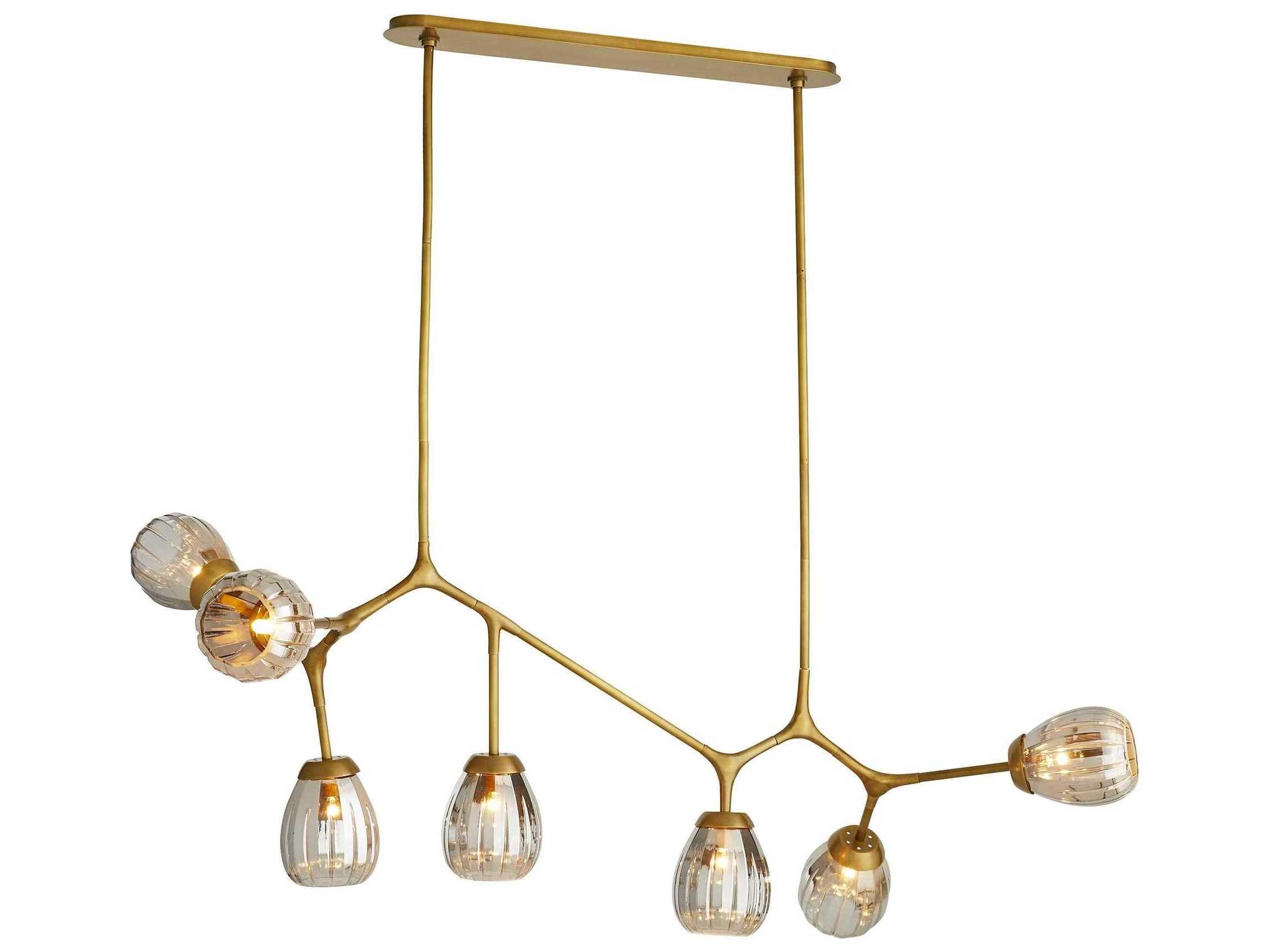 Arteriors Home Smyth 7-Light Antique Brass Glass Globe Linear Island Pendant